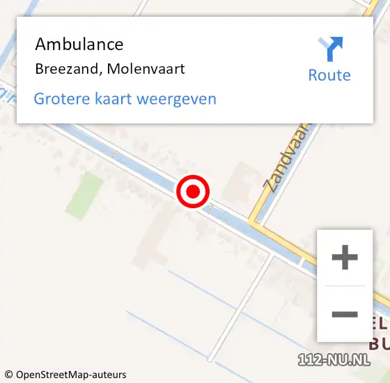 Locatie op kaart van de 112 melding: Ambulance Breezand, Molenvaart op 16 juni 2020 09:57