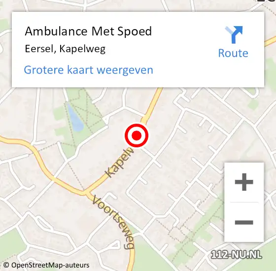 Locatie op kaart van de 112 melding: Ambulance Met Spoed Naar Eersel, Kapelweg op 16 juni 2020 10:45