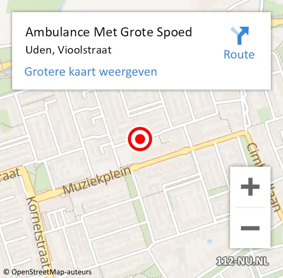 Locatie op kaart van de 112 melding: Ambulance Met Grote Spoed Naar Uden, Vioolstraat op 16 juni 2020 11:39