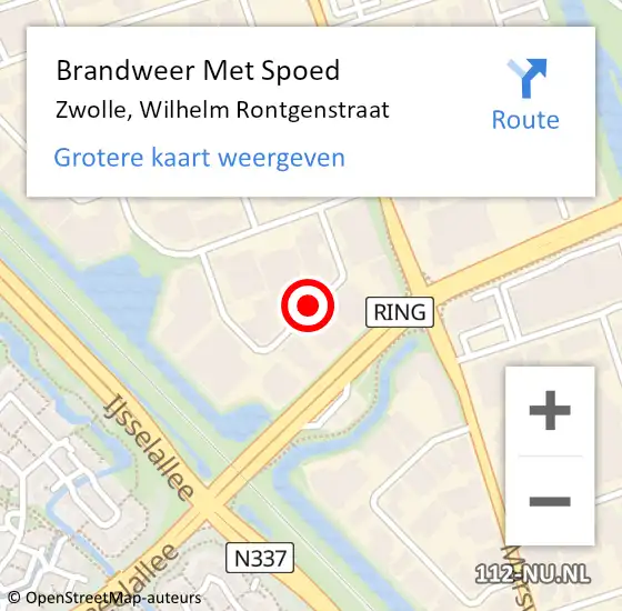 Locatie op kaart van de 112 melding: Brandweer Met Spoed Naar Zwolle, Wilhelm Rontgenstraat op 16 juni 2020 11:52