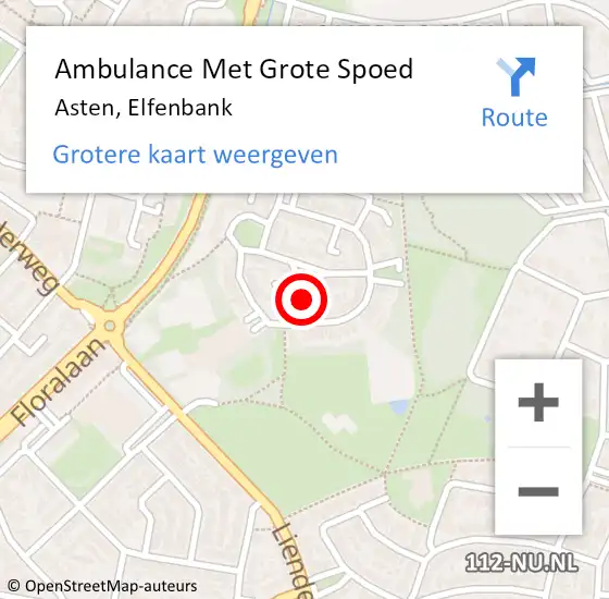 Locatie op kaart van de 112 melding: Ambulance Met Grote Spoed Naar Asten, Elfenbank op 16 juni 2020 11:58