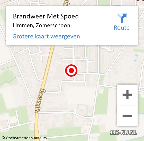 Locatie op kaart van de 112 melding: Brandweer Met Spoed Naar Limmen, Zomerschoon op 9 mei 2014 18:06