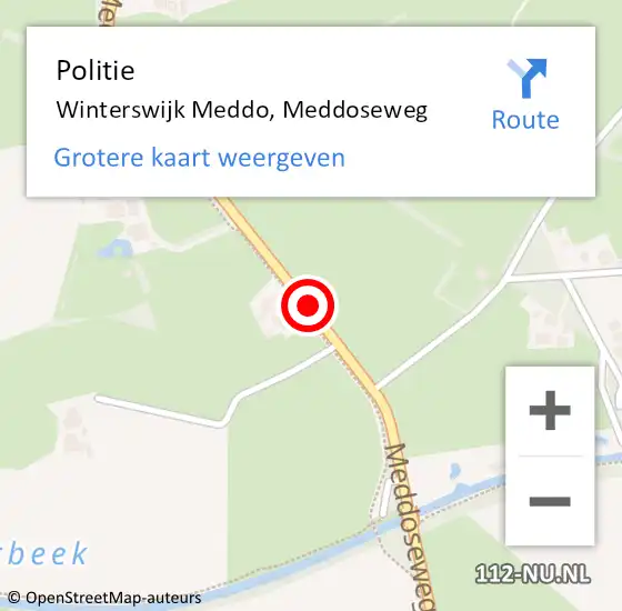 Locatie op kaart van de 112 melding: Politie Winterswijk Meddo, Meddoseweg op 16 juni 2020 12:36