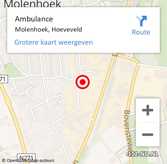 Locatie op kaart van de 112 melding: Ambulance Molenhoek, Hoeveveld op 16 juni 2020 13:43