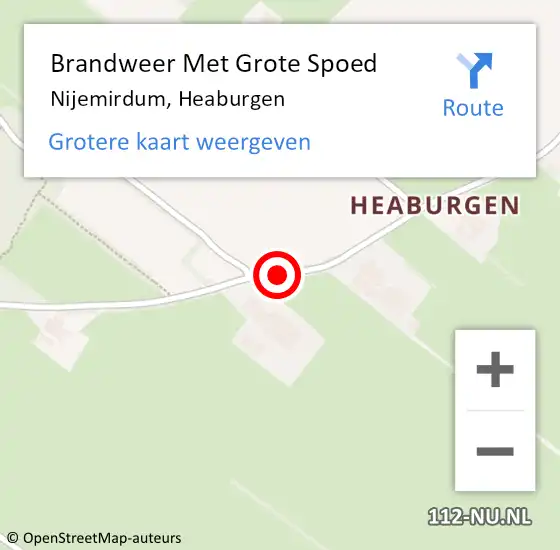 Locatie op kaart van de 112 melding: Brandweer Met Grote Spoed Naar Nijemirdum, Heaburgen op 16 juni 2020 14:08