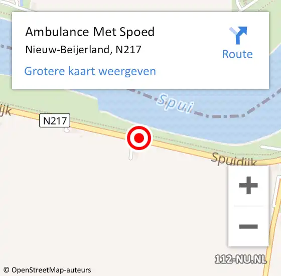 Locatie op kaart van de 112 melding: Ambulance Met Spoed Naar Nieuw-Beijerland, N217 op 16 juni 2020 15:16