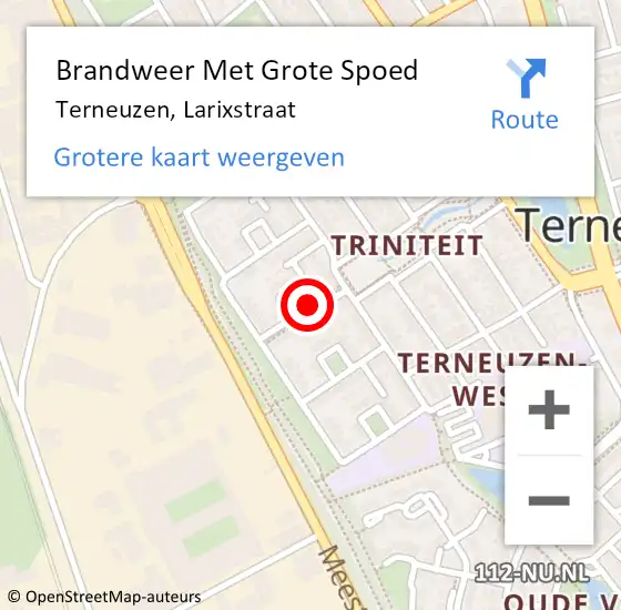 Locatie op kaart van de 112 melding: Brandweer Met Grote Spoed Naar Terneuzen, Larixstraat op 16 juni 2020 16:40