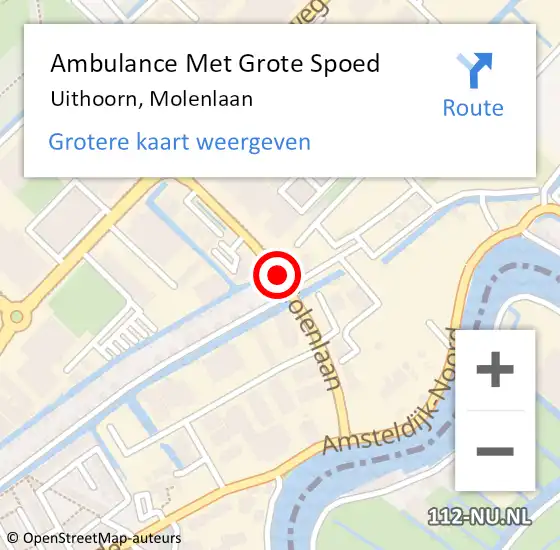 Locatie op kaart van de 112 melding: Ambulance Met Grote Spoed Naar Uithoorn, Molenlaan op 16 juni 2020 16:46