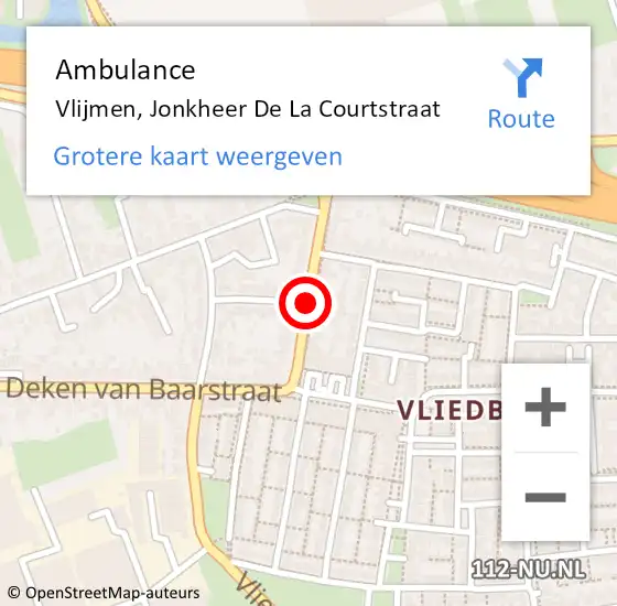 Locatie op kaart van de 112 melding: Ambulance Vlijmen, Jonkheer De La Courtstraat op 16 juni 2020 18:14