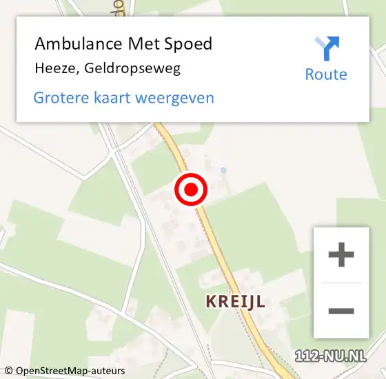 Locatie op kaart van de 112 melding: Ambulance Met Spoed Naar Heeze, Geldropseweg op 16 juni 2020 18:33