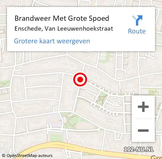 Locatie op kaart van de 112 melding: Brandweer Met Grote Spoed Naar Enschede, Van Leeuwenhoekstraat op 16 juni 2020 21:34