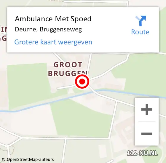 Locatie op kaart van de 112 melding: Ambulance Met Spoed Naar Deurne, Bruggenseweg op 16 juni 2020 22:05