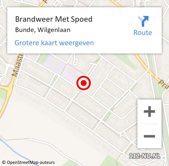 Locatie op kaart van de 112 melding: Brandweer Met Spoed Naar Bunde, Wilgenlaan op 16 juni 2020 23:07