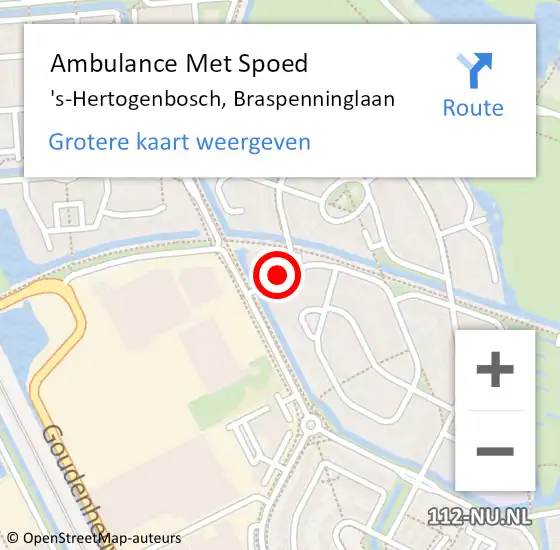 Locatie op kaart van de 112 melding: Ambulance Met Spoed Naar 's-Hertogenbosch, Braspenninglaan op 16 juni 2020 23:08