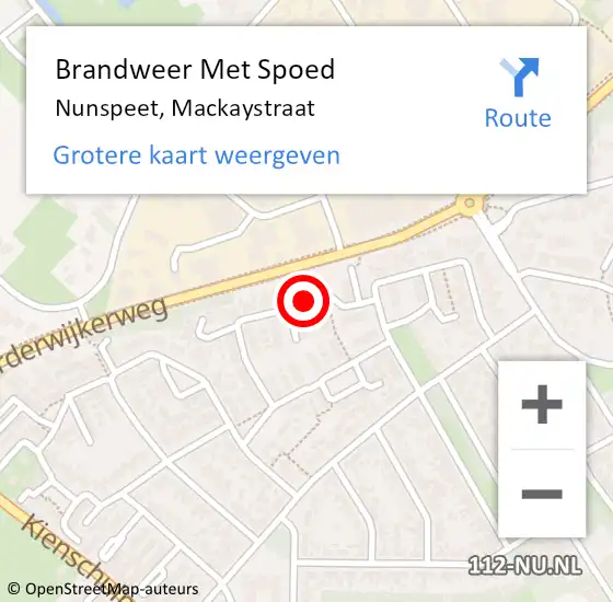 Locatie op kaart van de 112 melding: Brandweer Met Spoed Naar Nunspeet, Mackaystraat op 9 mei 2014 18:53