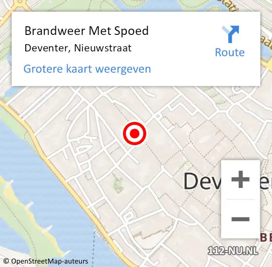 Locatie op kaart van de 112 melding: Brandweer Met Spoed Naar Deventer, Nieuwstraat op 17 juni 2020 01:54