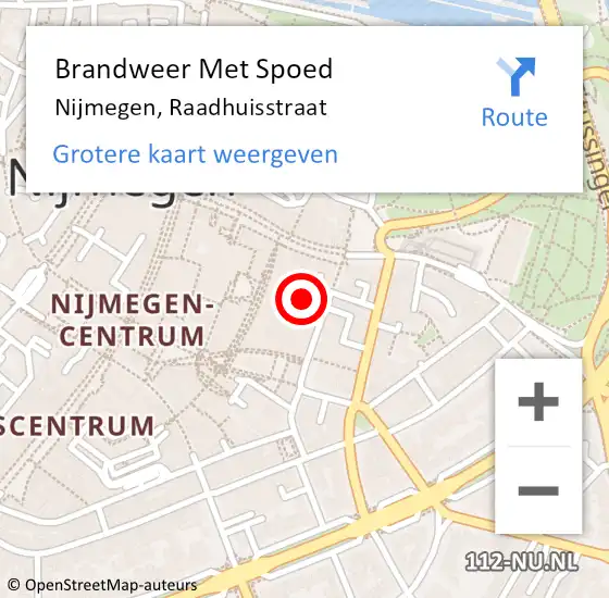Locatie op kaart van de 112 melding: Brandweer Met Spoed Naar Nijmegen, Raadhuisstraat op 17 juni 2020 02:39