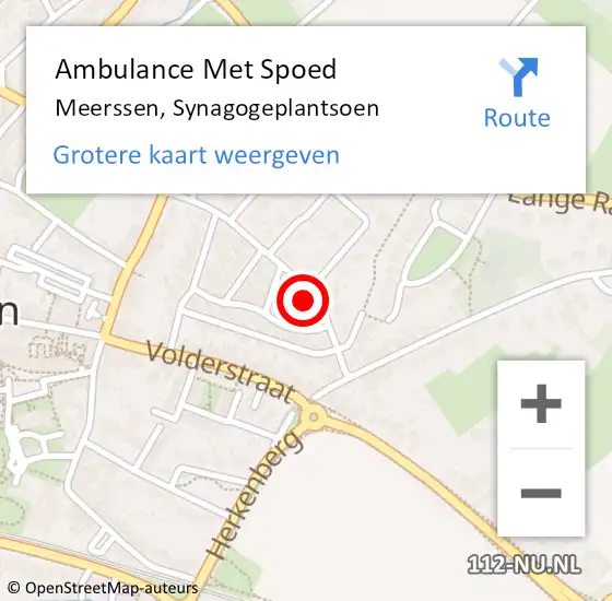 Locatie op kaart van de 112 melding: Ambulance Met Spoed Naar Meerssen, Synagogeplantsoen op 9 mei 2014 18:56