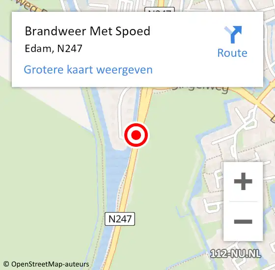 Locatie op kaart van de 112 melding: Brandweer Met Spoed Naar Edam, N247 op 9 mei 2014 18:57