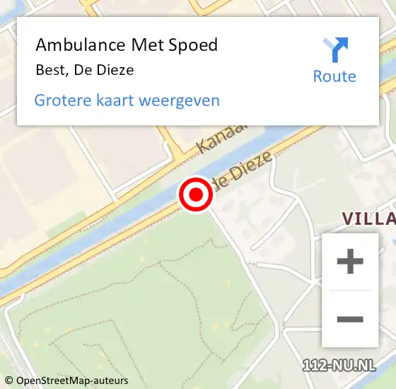 Locatie op kaart van de 112 melding: Ambulance Met Spoed Naar Best, De Dieze op 17 juni 2020 04:45