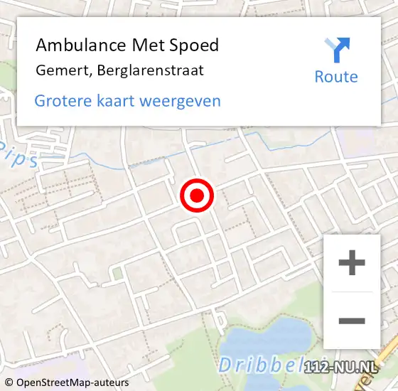 Locatie op kaart van de 112 melding: Ambulance Met Spoed Naar Gemert, Berglarenstraat op 17 juni 2020 04:49