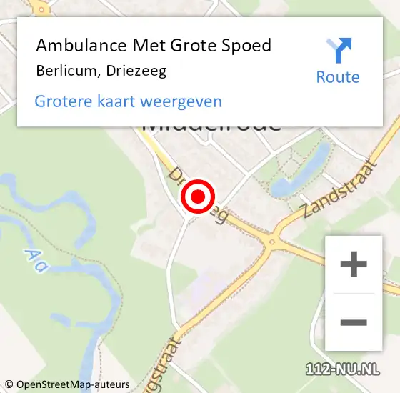 Locatie op kaart van de 112 melding: Ambulance Met Grote Spoed Naar Berlicum, Driezeeg op 17 juni 2020 06:12