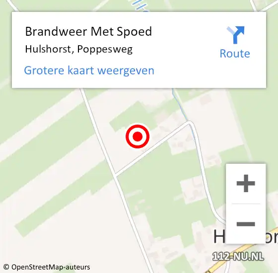 Locatie op kaart van de 112 melding: Brandweer Met Spoed Naar Hulshorst, Poppesweg op 9 mei 2014 19:01