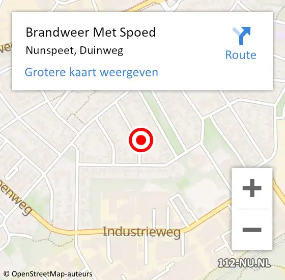 Locatie op kaart van de 112 melding: Brandweer Met Spoed Naar Nunspeet, Duinweg op 9 mei 2014 19:03