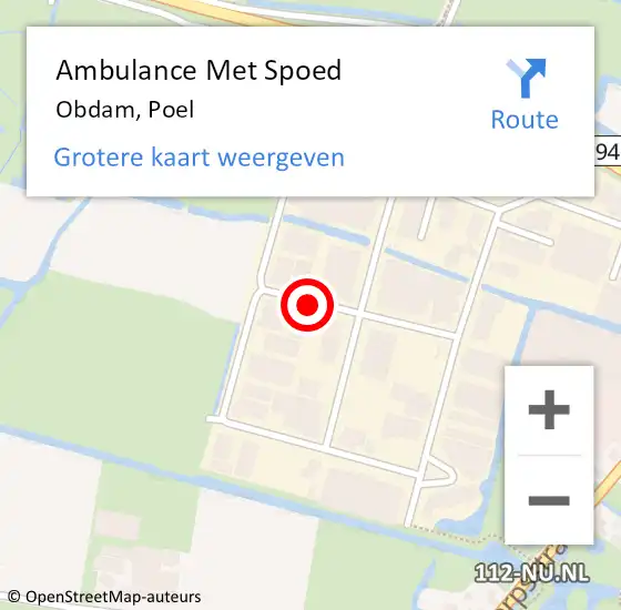 Locatie op kaart van de 112 melding: Ambulance Met Spoed Naar Obdam, Poel op 17 juni 2020 08:43