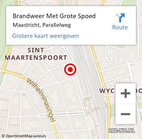 Locatie op kaart van de 112 melding: Brandweer Met Grote Spoed Naar Maastricht, Parallelweg op 17 juni 2020 09:12