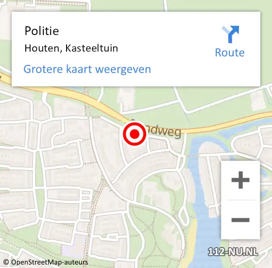 Locatie op kaart van de 112 melding: Politie Houten, Kasteeltuin op 17 juni 2020 09:50