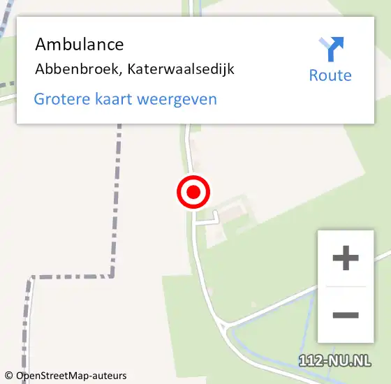 Locatie op kaart van de 112 melding: Ambulance Abbenbroek, Katerwaalsedijk op 17 juni 2020 10:03