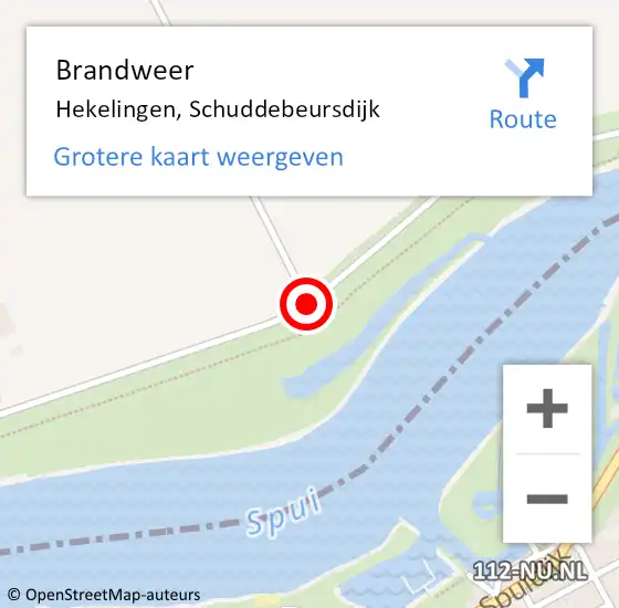 Locatie op kaart van de 112 melding: Brandweer Hekelingen, Schuddebeursdijk op 17 juni 2020 10:23