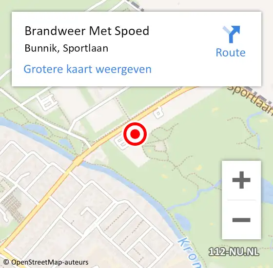 Locatie op kaart van de 112 melding: Brandweer Met Spoed Naar Bunnik, Sportlaan op 9 mei 2014 19:13