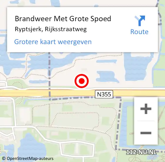 Locatie op kaart van de 112 melding: Brandweer Met Grote Spoed Naar Ryptsjerk, Rijksstraatweg op 9 mei 2014 19:16