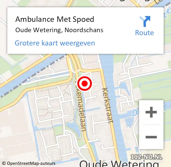 Locatie op kaart van de 112 melding: Ambulance Met Spoed Naar Oude Wetering, Noordschans op 9 mei 2014 19:19