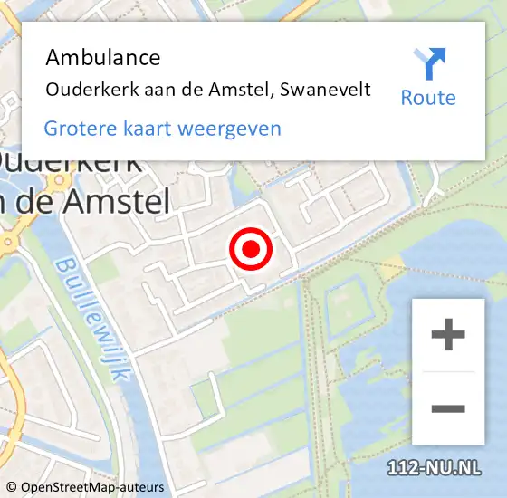 Locatie op kaart van de 112 melding: Ambulance Ouderkerk aan de Amstel, Swanevelt op 17 juni 2020 13:06