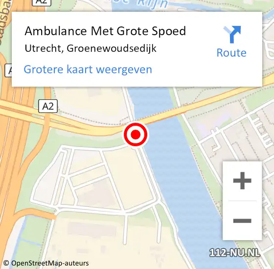 Locatie op kaart van de 112 melding: Ambulance Met Grote Spoed Naar Utrecht, Groenewoudsedijk op 17 juni 2020 14:24