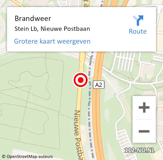 Locatie op kaart van de 112 melding: Brandweer Stein Lb, Nieuwe Postbaan op 9 mei 2014 19:28