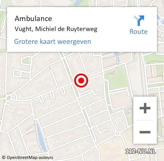 Locatie op kaart van de 112 melding: Ambulance Vught, Michiel de Ruyterweg op 17 juni 2020 14:46