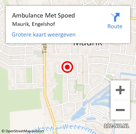 Locatie op kaart van de 112 melding: Ambulance Met Spoed Naar Maurik, Engelshof op 17 juni 2020 14:51