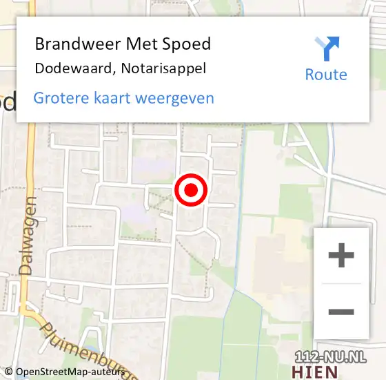 Locatie op kaart van de 112 melding: Brandweer Met Spoed Naar Dodewaard, Notarisappel op 9 mei 2014 19:30