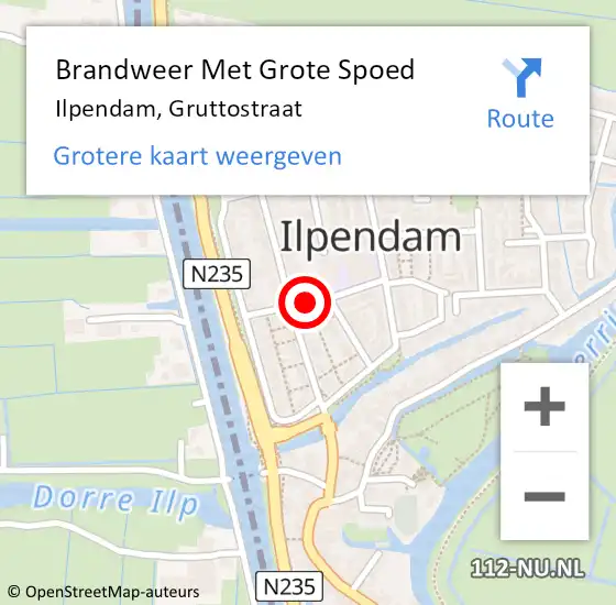 Locatie op kaart van de 112 melding: Brandweer Met Grote Spoed Naar Ilpendam, Gruttostraat op 17 juni 2020 15:09