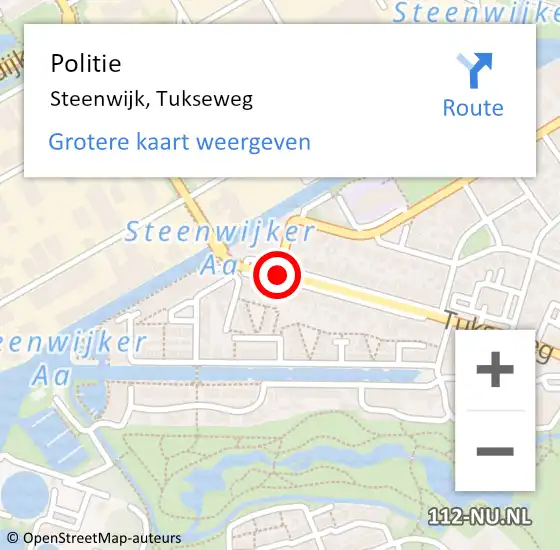 Locatie op kaart van de 112 melding: Politie Steenwijk, Tukseweg op 17 juni 2020 15:19