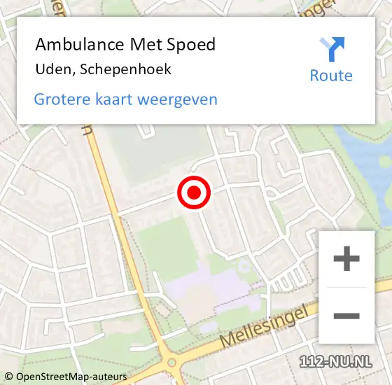 Locatie op kaart van de 112 melding: Ambulance Met Spoed Naar Uden, Schepenhoek op 17 juni 2020 15:43