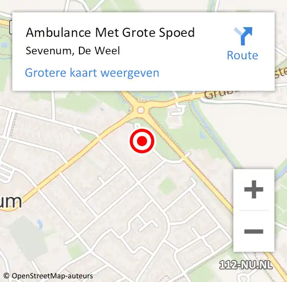 Locatie op kaart van de 112 melding: Ambulance Met Grote Spoed Naar Sevenum, De Weel op 9 mei 2014 19:35