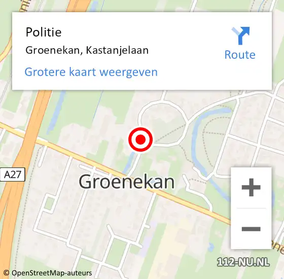 Locatie op kaart van de 112 melding: Politie Groenekan, Kastanjelaan op 17 juni 2020 16:20