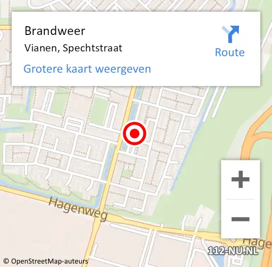 Locatie op kaart van de 112 melding: Brandweer Vianen, Spechtstraat op 9 mei 2014 19:38