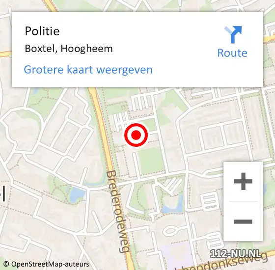 Locatie op kaart van de 112 melding: Politie Boxtel, Hoogheem op 17 juni 2020 16:52