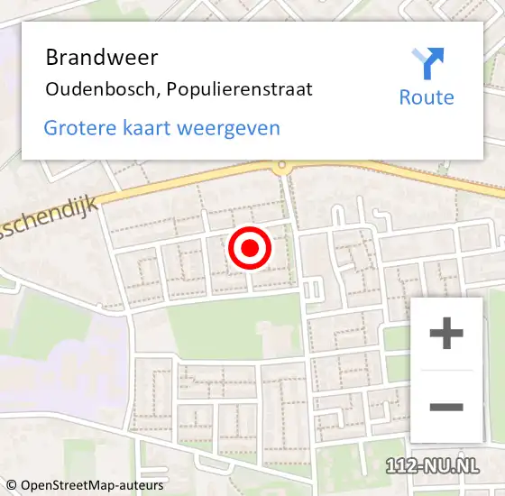 Locatie op kaart van de 112 melding: Brandweer Oudenbosch, Populierenstraat op 9 mei 2014 19:38